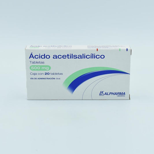 ACIDO ACETIL SALICILICO 500MG CAJA CON 20 TABLETAS G.I (ALPHARMA)