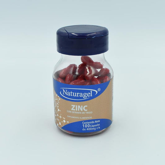 ZINC CON GERMEN DE TRIGO  400MG FRASCO CON 100 CAPSULAS. (NATURAGEL)