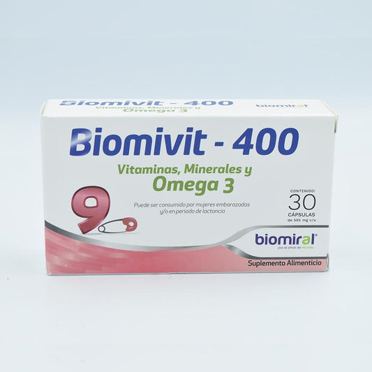 VITAMINAS, MINERALES Y OMEGA 3 CAJA CON 30 CAPSULAS (BIOMIVIT-400)