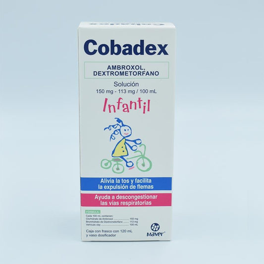 AMBROXOL/ DEXTROMETORFANO INFANTIL 150MG/113MG FRASCO CON 120ML SOLUCION (COBADEX)