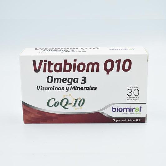 VITAMINAS,MINERALES,COQ10,OMEGA 3 CAJA CON 30 CAPSULAS (VITABIOM Q10)