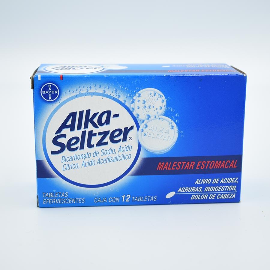 ALKA-SELTZER CAJA CON 12 TABLETAS EFERVECENTES(BICARBONATO DE SODIO Y ASPARTAMO)