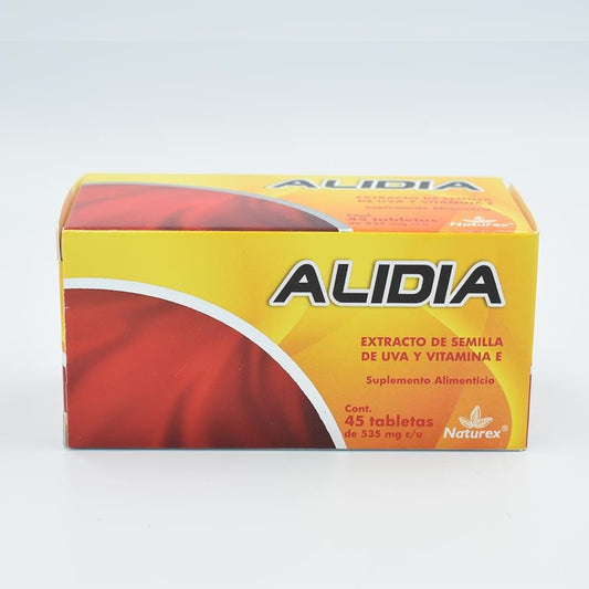 ALIDIA 535MG  ENVASE CON 45 TABLETAS(EXTRACTO DE SEMILLA DE UVA Y VITAMINA E)