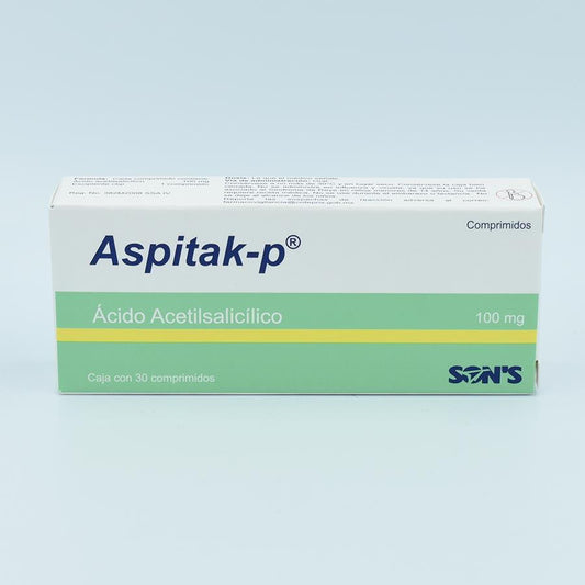 ACIDO ACETILSALICILICO 100MG CAJA CON 30 TABLETAS (ASPITAK)