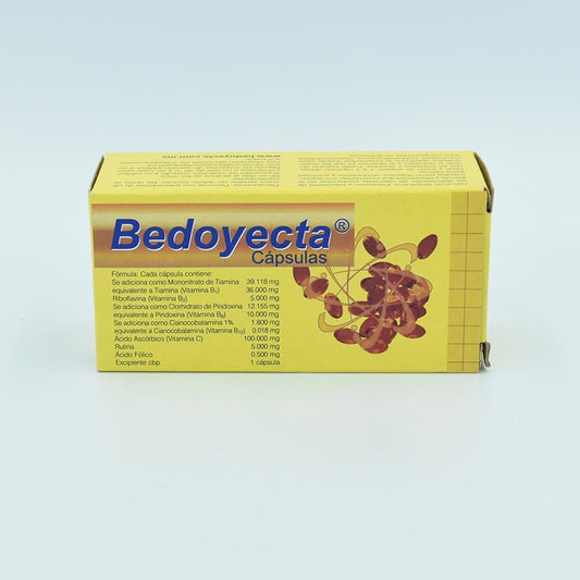 BEDOYECTA CAJA CON 30 CAPSULAS (COMPLEJO B, ACIDO FOLICO, VITAMINA C Y RUTINA)