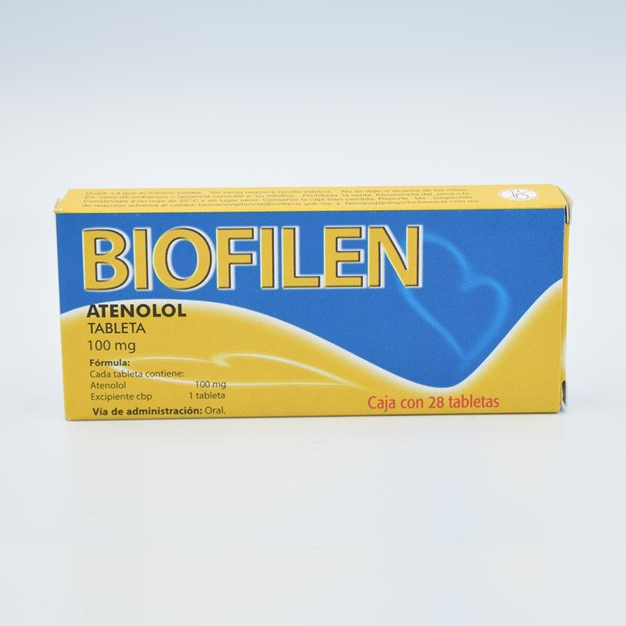 ATENOLOL 100MG. CAJA CON 28 TABLETAS (BIOFILEN)