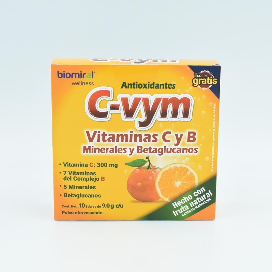 VITAMINA C Y B MINERALES Y BETAGLUCANOS 10 SOBRES DE 9 GRAMOS CADA UNO (C-VYM)