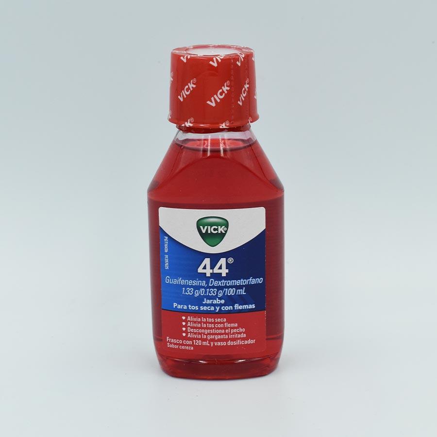 VICK 44 ADULTO FRASCO CON 120 ML SABOR CEREZA (GUAIFENESINA, DEXTROMETORFANO 1.33G/0.133G/100ML)