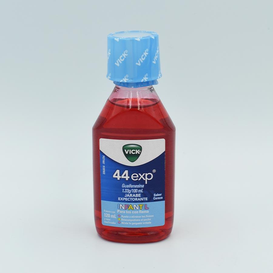 VICK 44 EXP INFANTIL SABOR CEREZA FRASCO CON 120ML (GUAIFENESINA 1.33G/100ML)